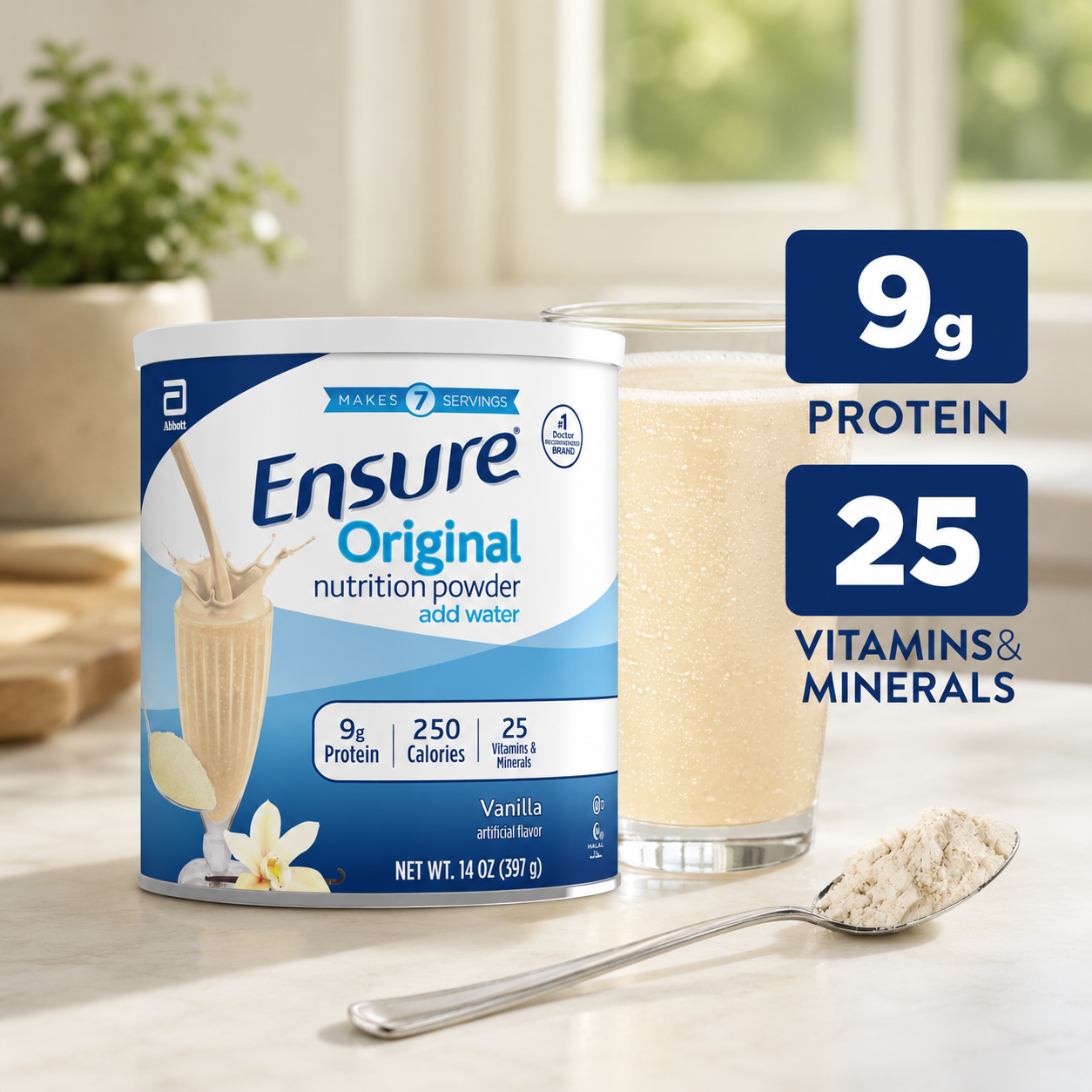 Ensure Original Vanilla Nutrition Powder 9g Protein, 397 gram, 6-Pack (USA) 3