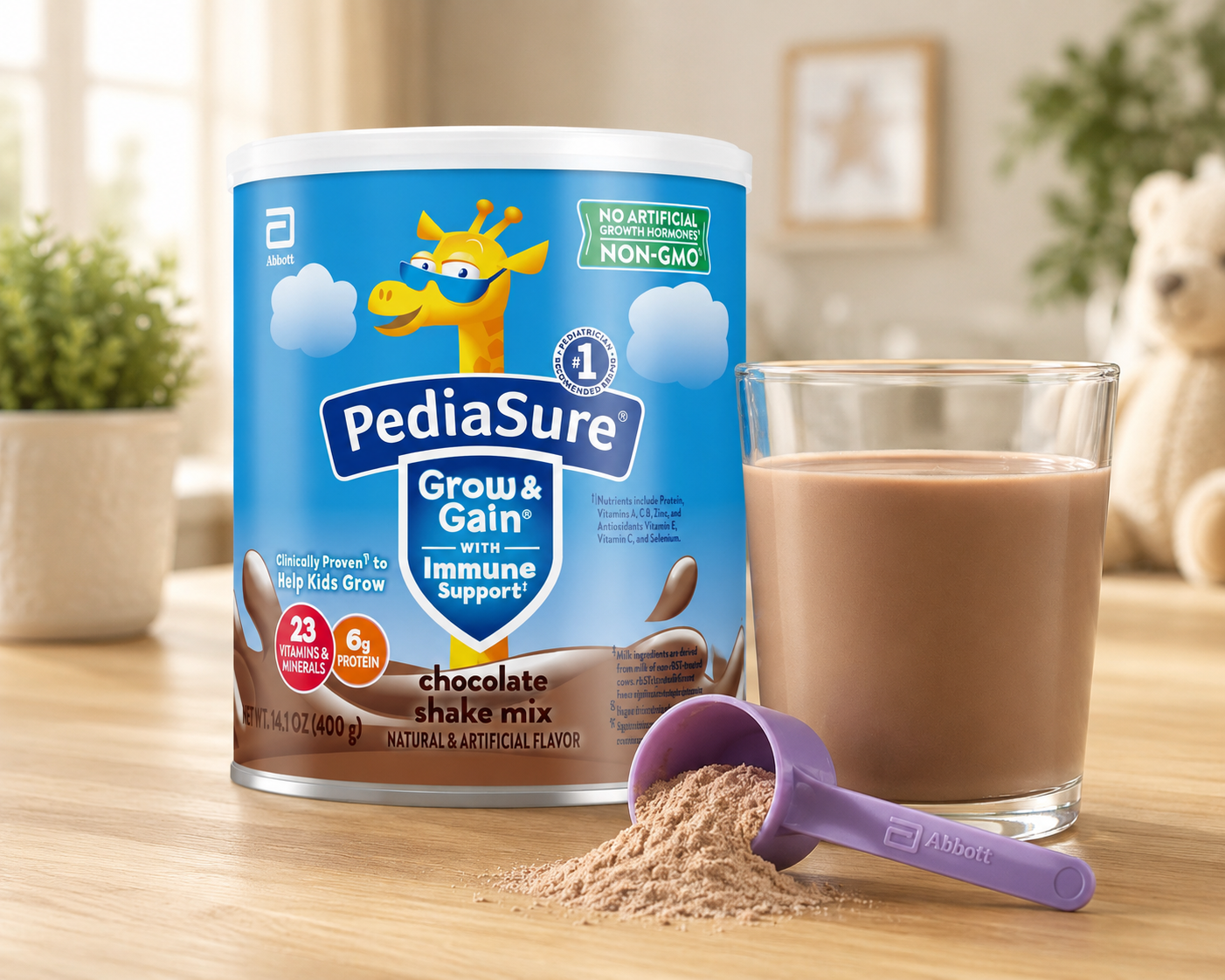 PediaSure Grow & Gain Non-GMO Shake Mix Powder, Chocolate 400 gram 2