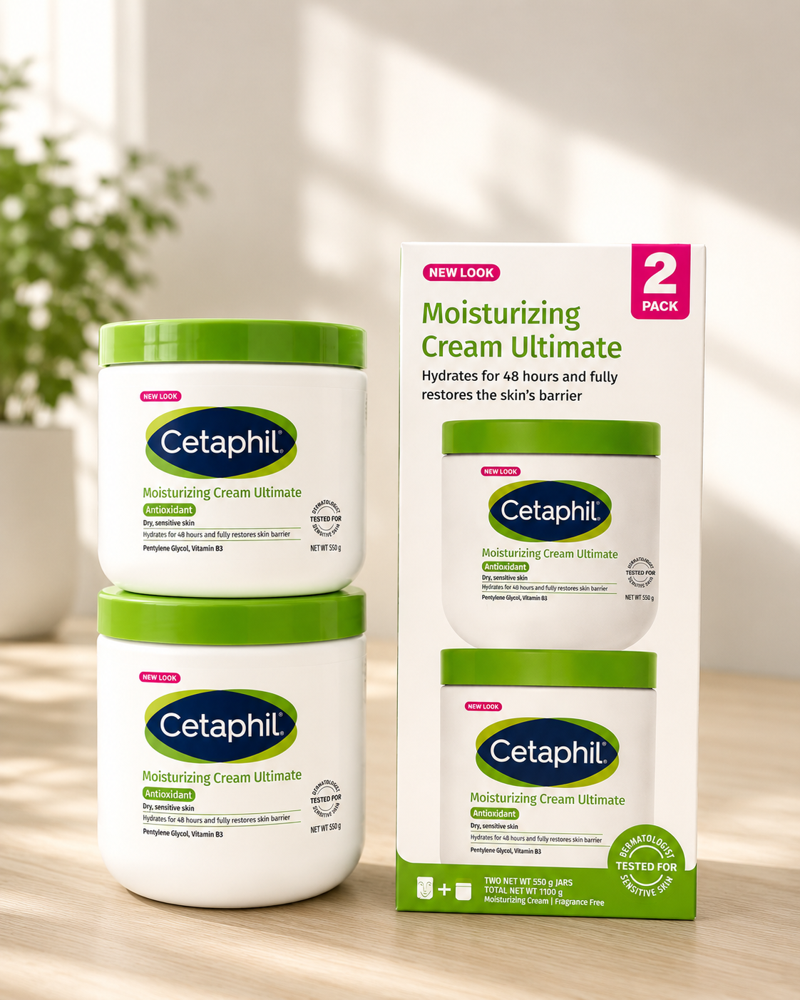 Cetaphil Moisturizing Cream Ultimate with Prebiotic Aloe, Very Dry to Dry Sensitive Skin, 20 oz + 16 oz, 2-pack 2