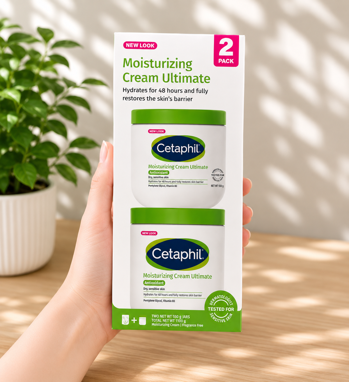 Cetaphil Moisturizing Cream Ultimate with Prebiotic Aloe, Very Dry to Dry Sensitive Skin, 20 oz + 16 oz, 2-pack 3
