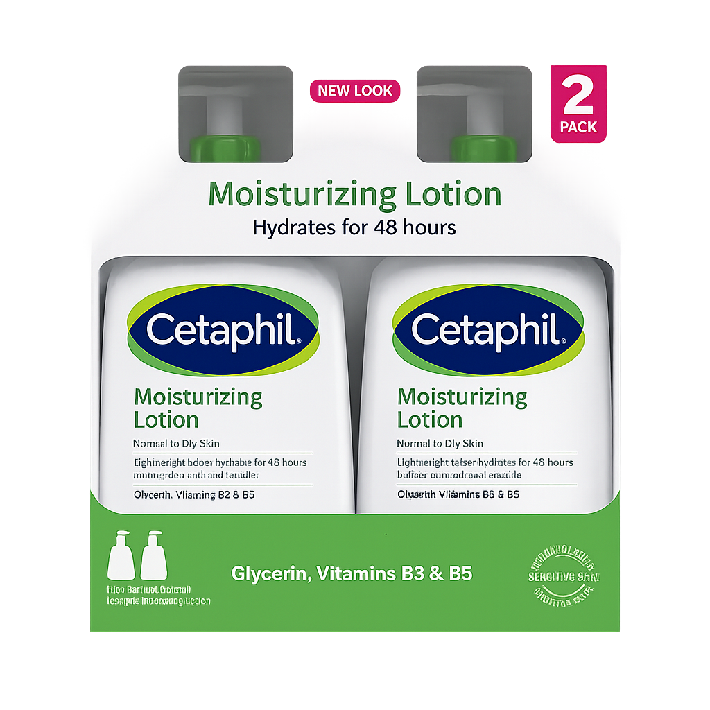 Cetaphil Moisturizing Lotion, Dry to Normal Sensitive Skin, 20 fl oz, 2-count