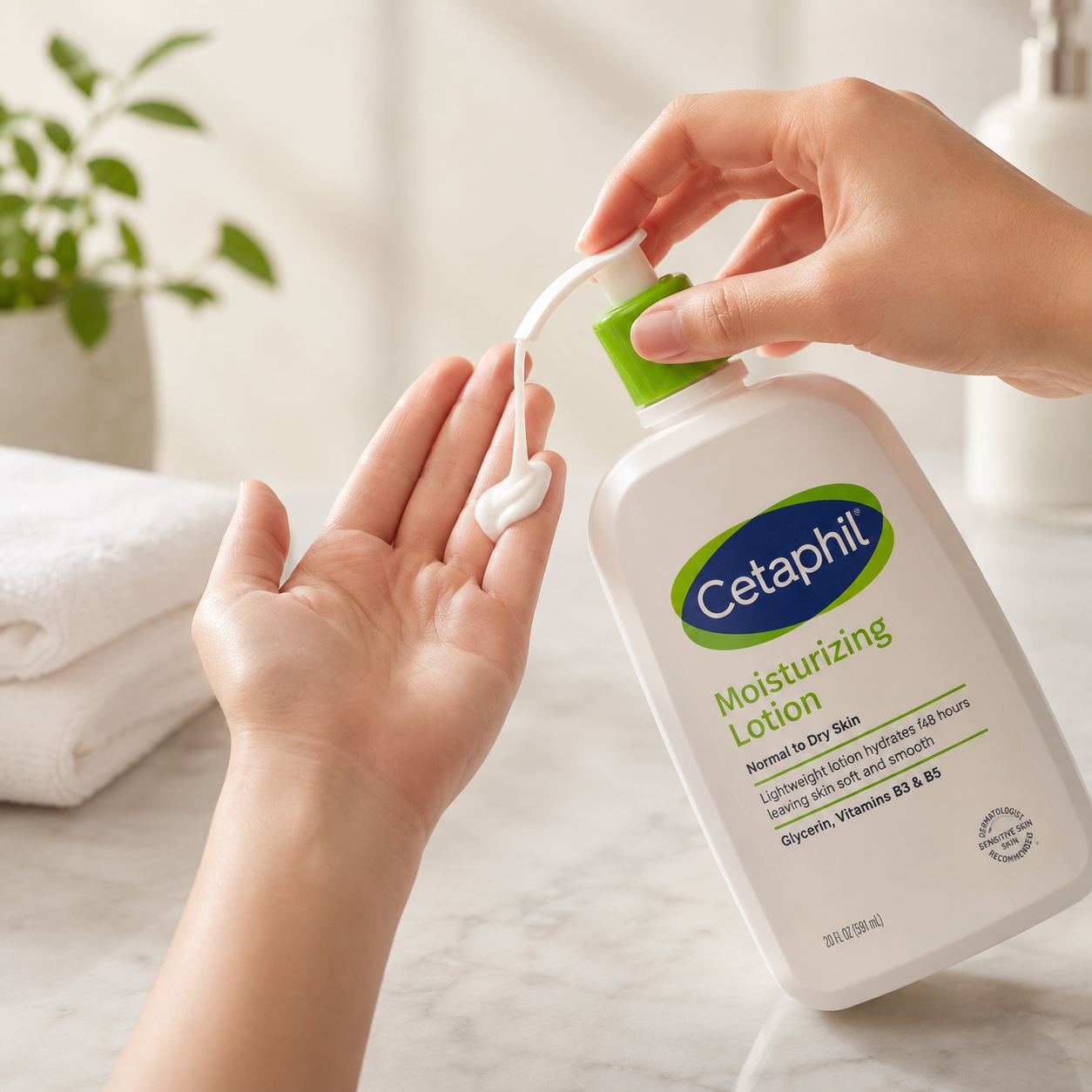 Cetaphil Moisturizing Lotion, Dry to Normal Sensitive Skin, 20 fl oz, 2-count 4