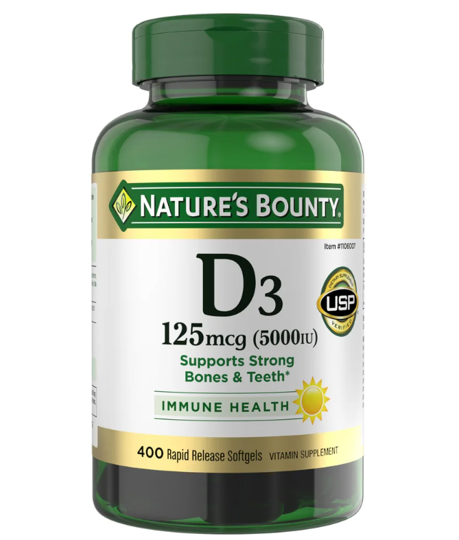 Nature's Bounty Vitamin D3 125 mcg, 400 Softgels