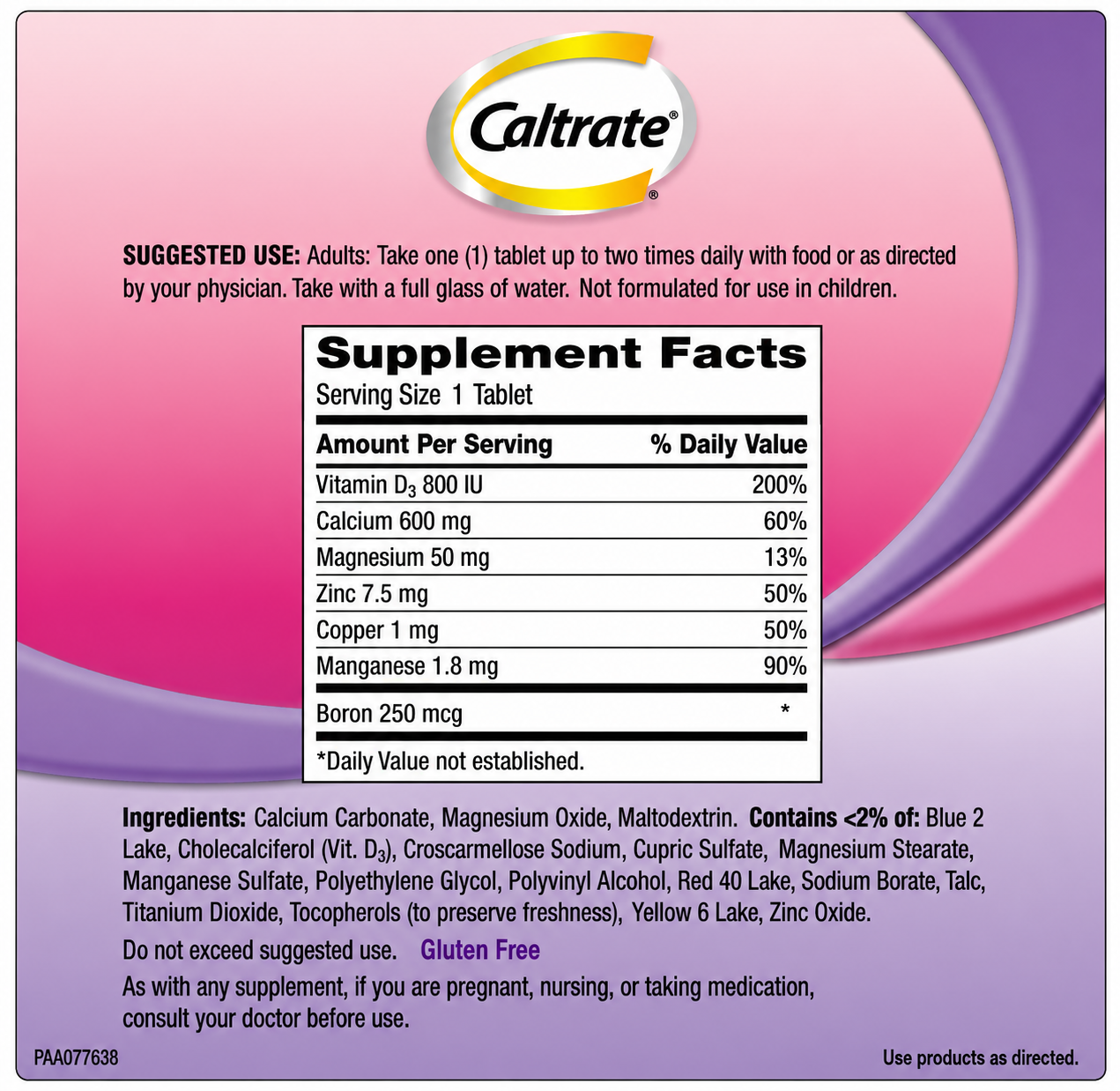 Caltrate Bone Health Advanced Calcium 600+D3 Plus Minerals, 320 Tablets 2