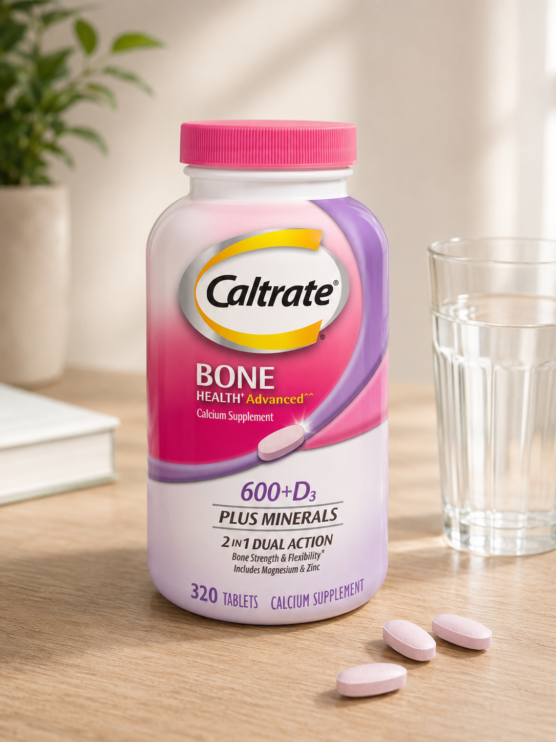 Caltrate Bone Health Advanced Calcium 600+D3 Plus Minerals, 320 Tablets 3