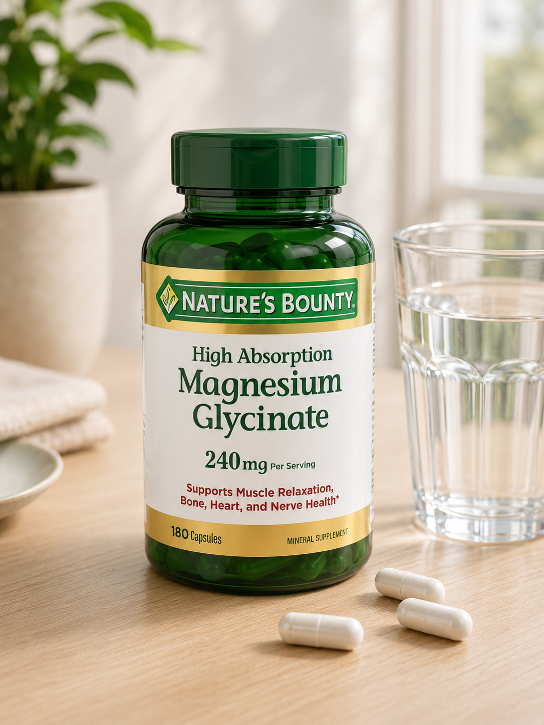 Nature's Bounty Magnesium Glycinate 240 mg, 180 Capsules 2