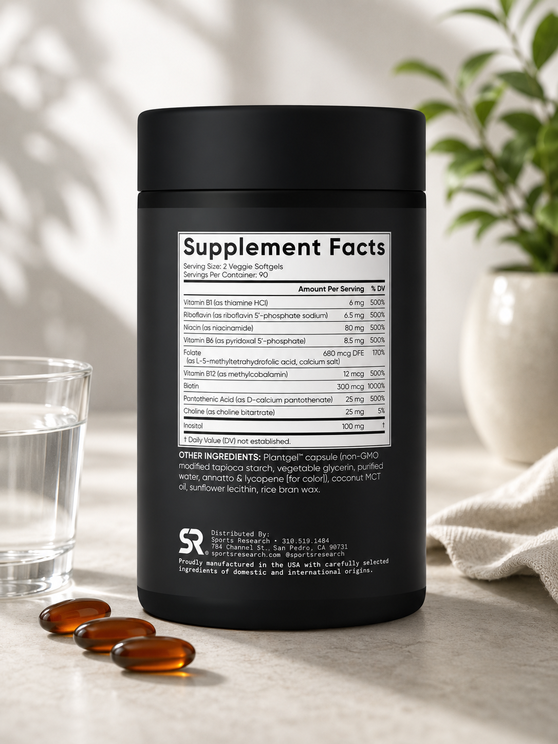 Sports Research Vitamin B Complex, 180 Veggie Soft Gels 3