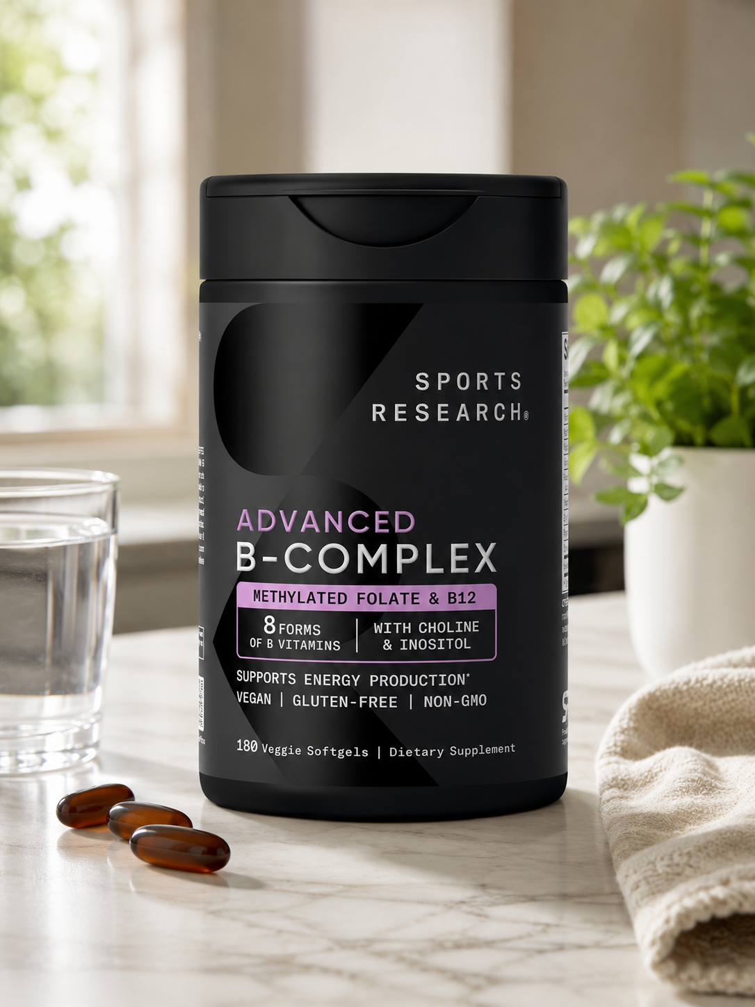 Sports Research Vitamin B Complex, 180 Veggie Soft Gels 4
