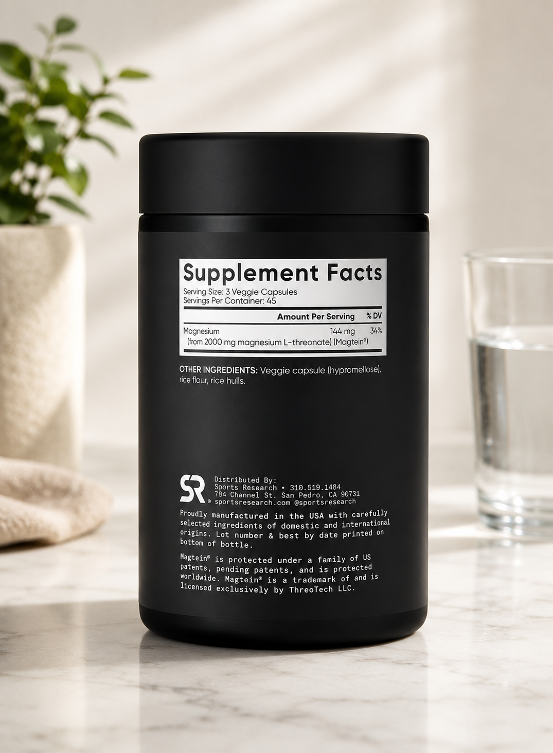 Sports Research Magtein Magnesium L-Threonate, 2000 mg, 135 Veggie Capsules 2