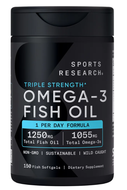 Sports Research Triple Strength Omega-3 Fish Oil, 150 Fish Softgels