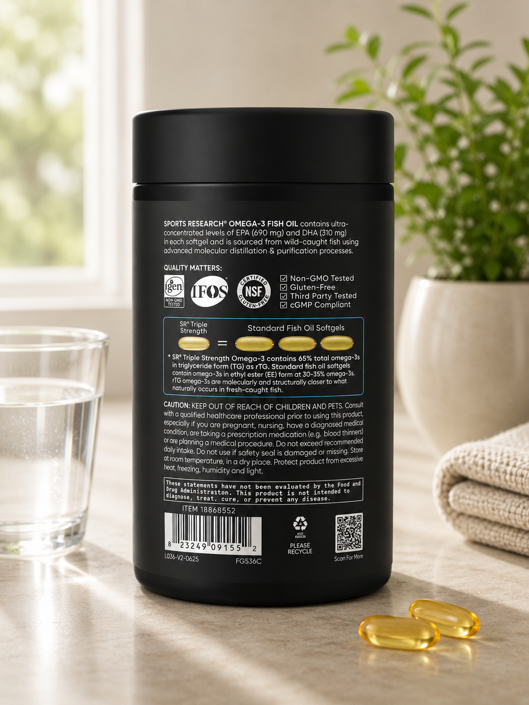 Sports Research Triple Strength Omega-3 Fish Oil, 150 Fish Softgels 2