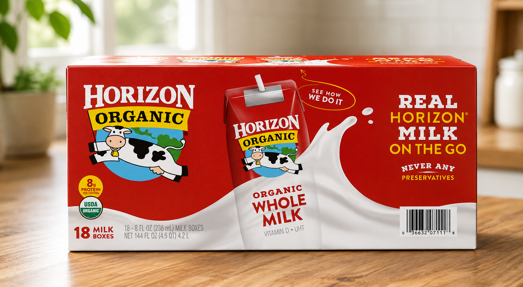 Horizon, Organic Whole Milk, 8 oz, 18-Count