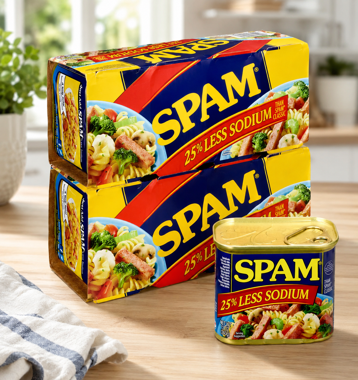 SPAM Canned Meat, 25% Less Sodium, 12 oz, 8-Count
