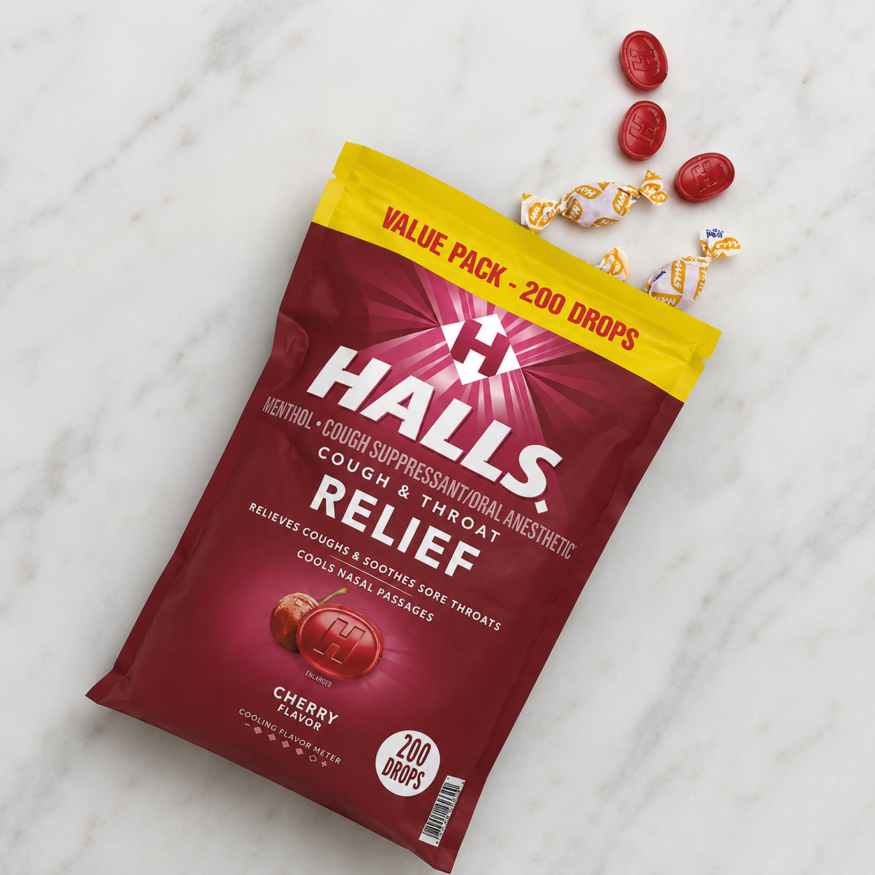 Halls Relief Cherry Flavor Cough Drops, Value Pack, 200 ct 3