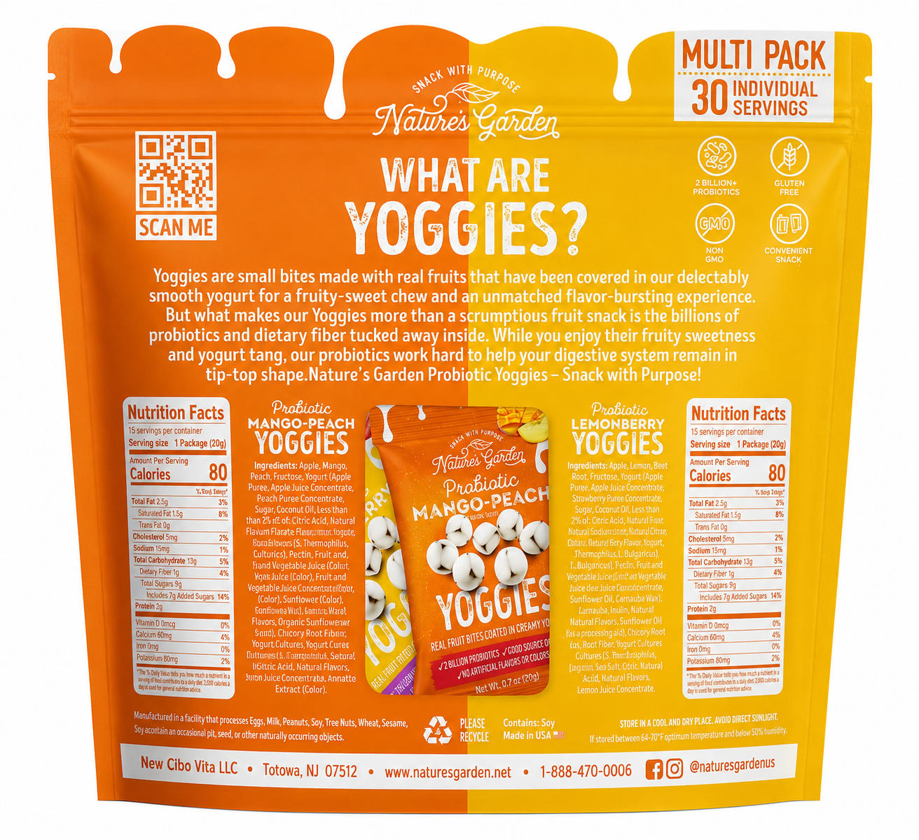 Nature's Garden, Probiotic Yoggies Variety, 0.7 oz, 30-count 2