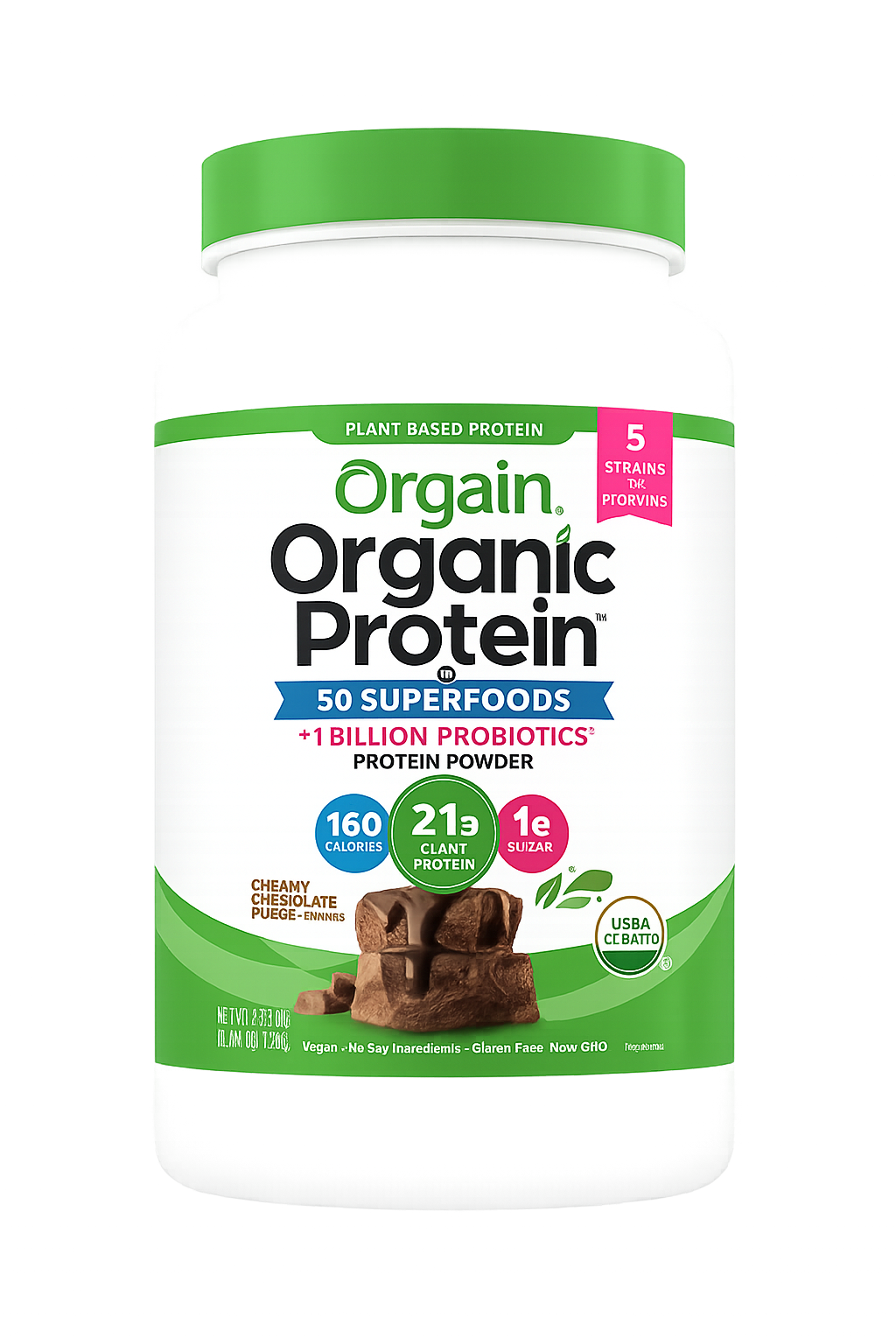 Orgain Organic Protein and Superfoods Plant Based Protein Powder, Creamy Chocolate Fudge, 2.64 lbs