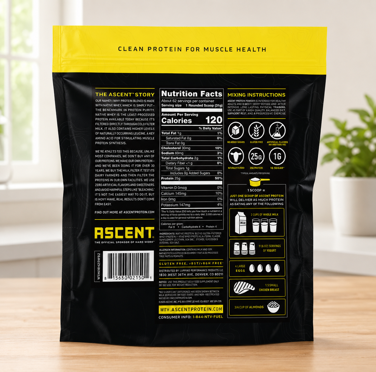 Ascent 100% Whey, Native Whey Protein Blend, Vanilla Bean, 4.25 lbs 2