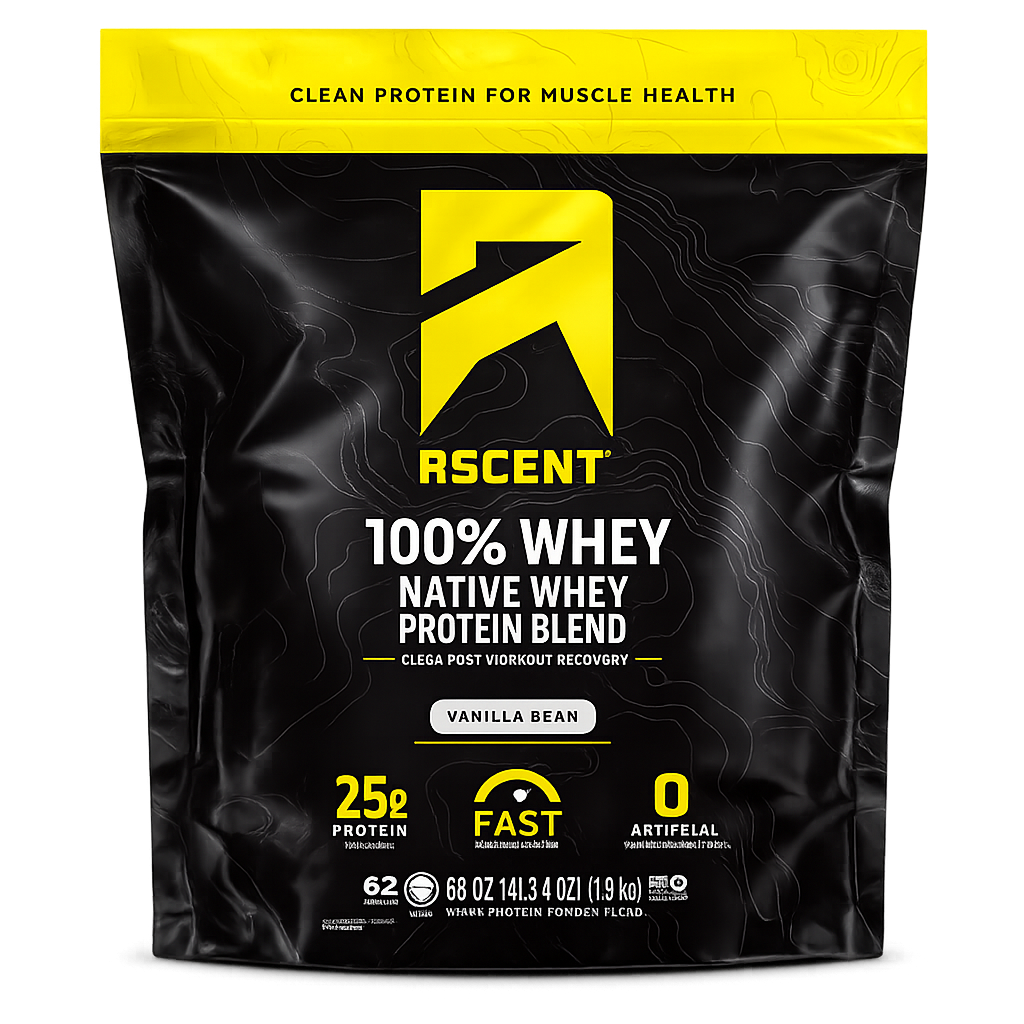 Ascent 100% Whey, Native Whey Protein Blend, Vanilla Bean, 4.25 lbs