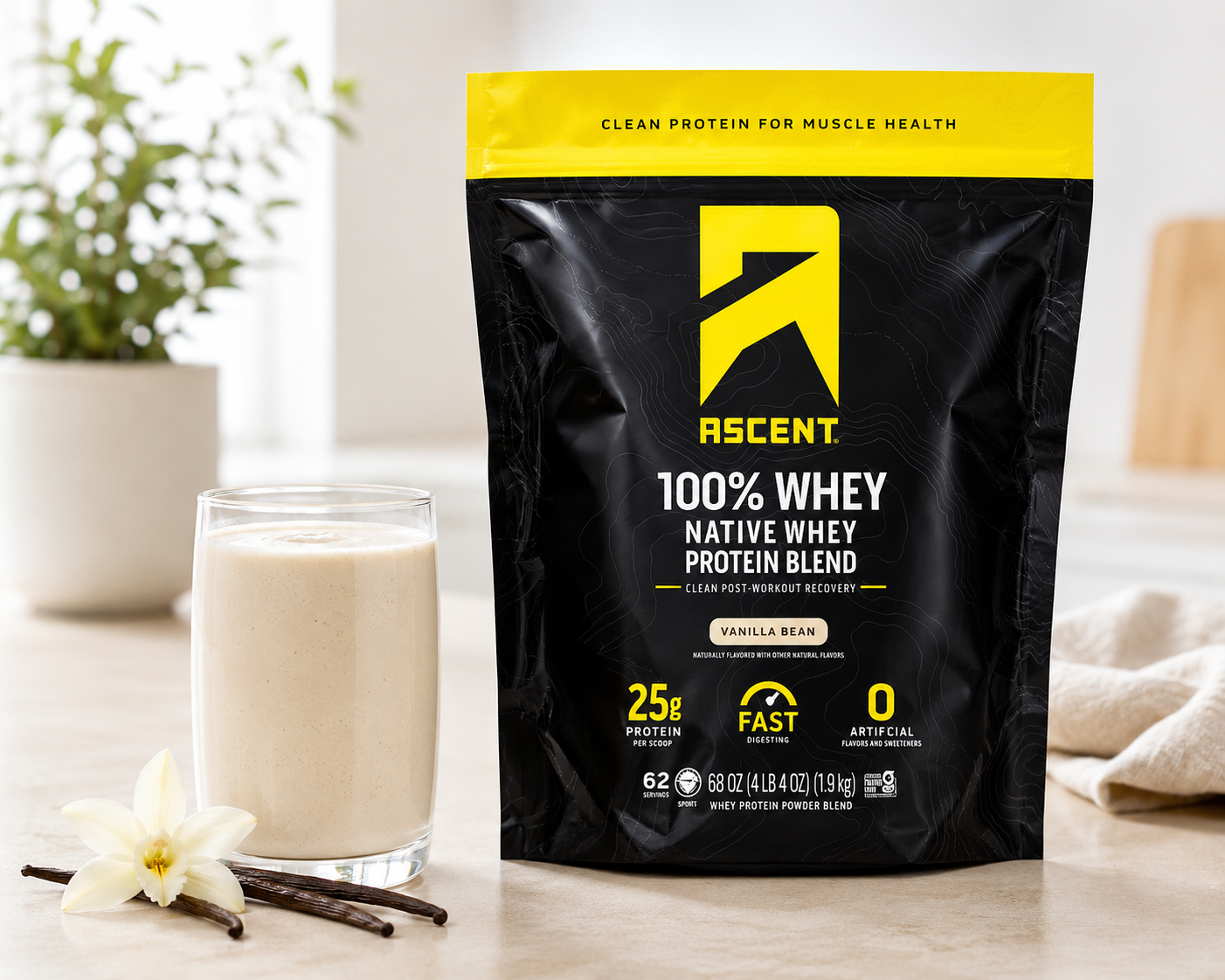 Ascent 100% Whey, Native Whey Protein Blend, Vanilla Bean, 4.25 lbs 3