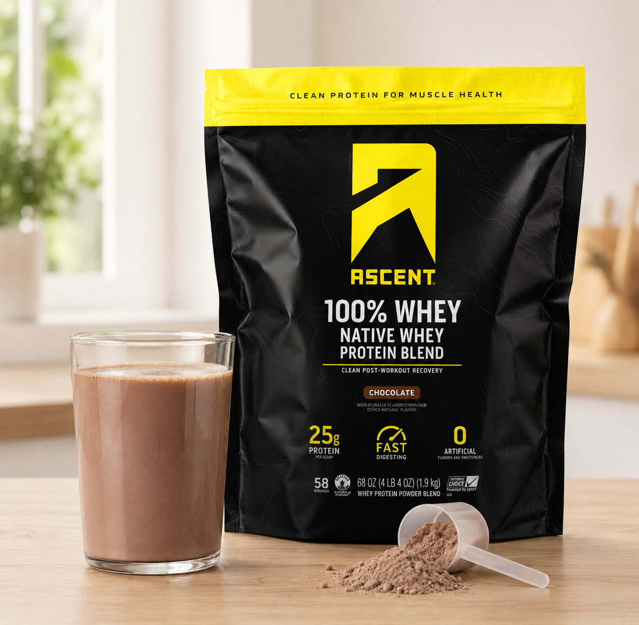 Ascent 100% Whey, Native Whey Protein Blend, Chocolate, 4.25 lbs 3