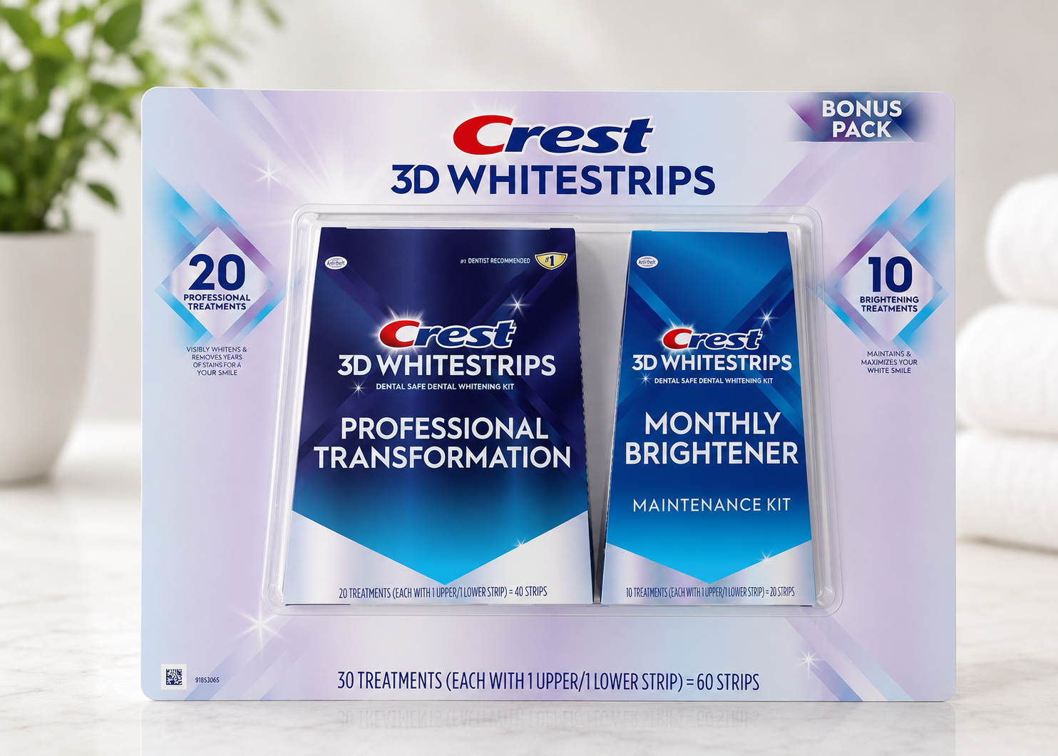 Crest 3D Whitestrips 20 Professional Treatments with 10 Bonus Brightening Treatments