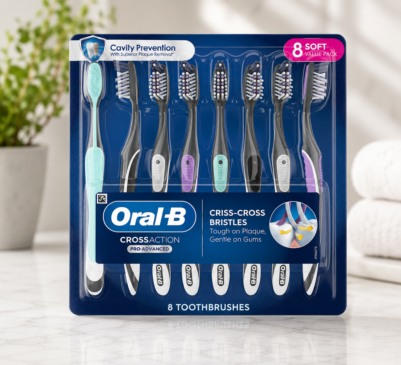 Oral-B CrossAction Advanced Soft Bristle Toothbrush, 8-pack