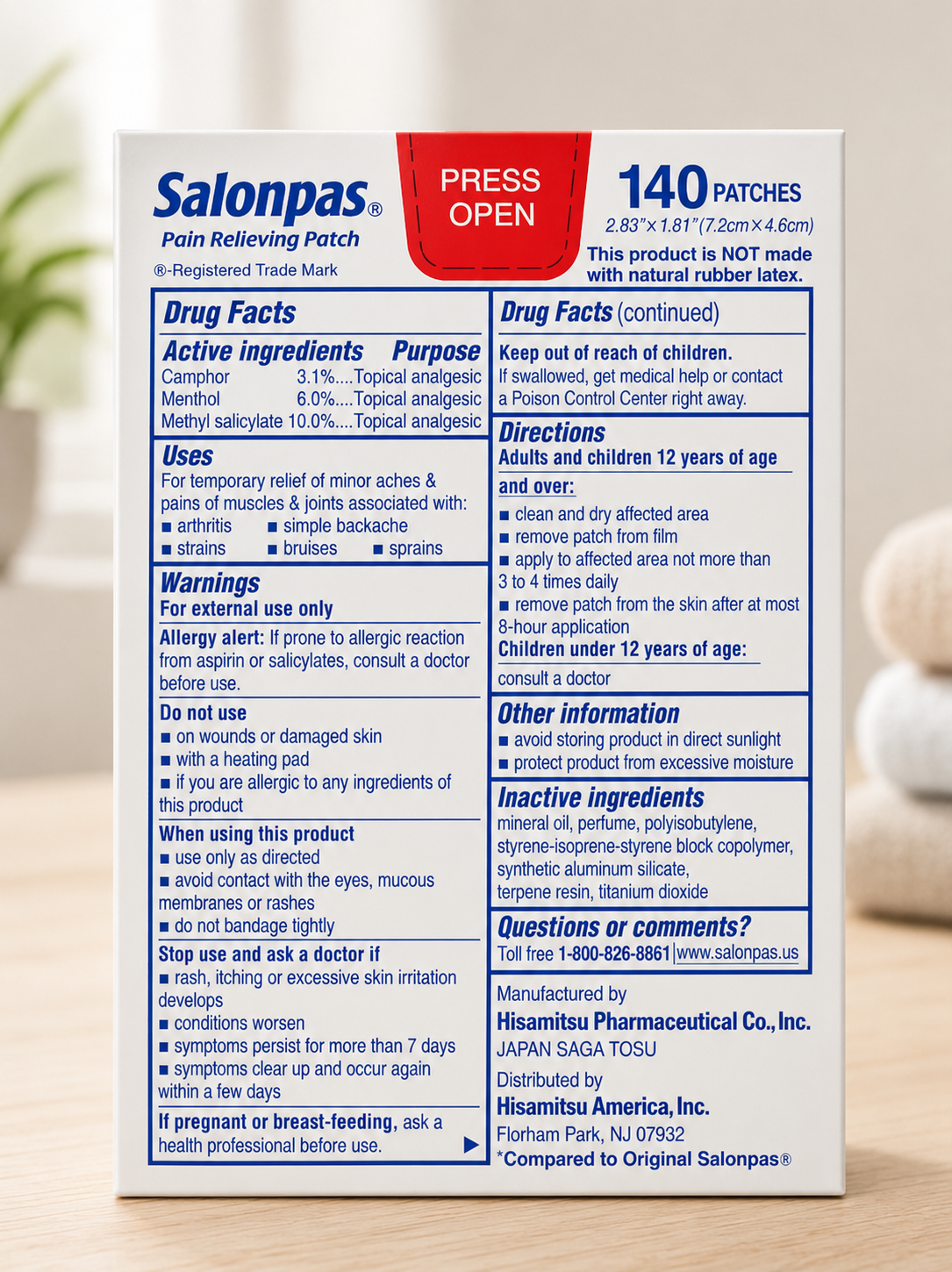 Salonpas Pain Relieving Patch, 140 Patches 2