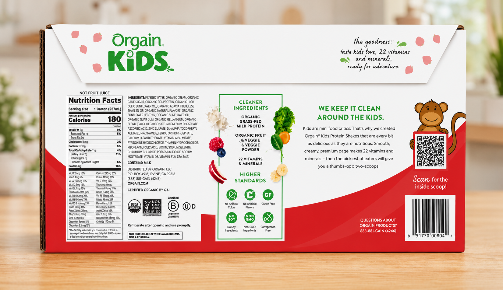 Orgain Kids 8g Protein Organic Nutrition Shake, Strawberry 8 fl. oz., 18 pk. 2
