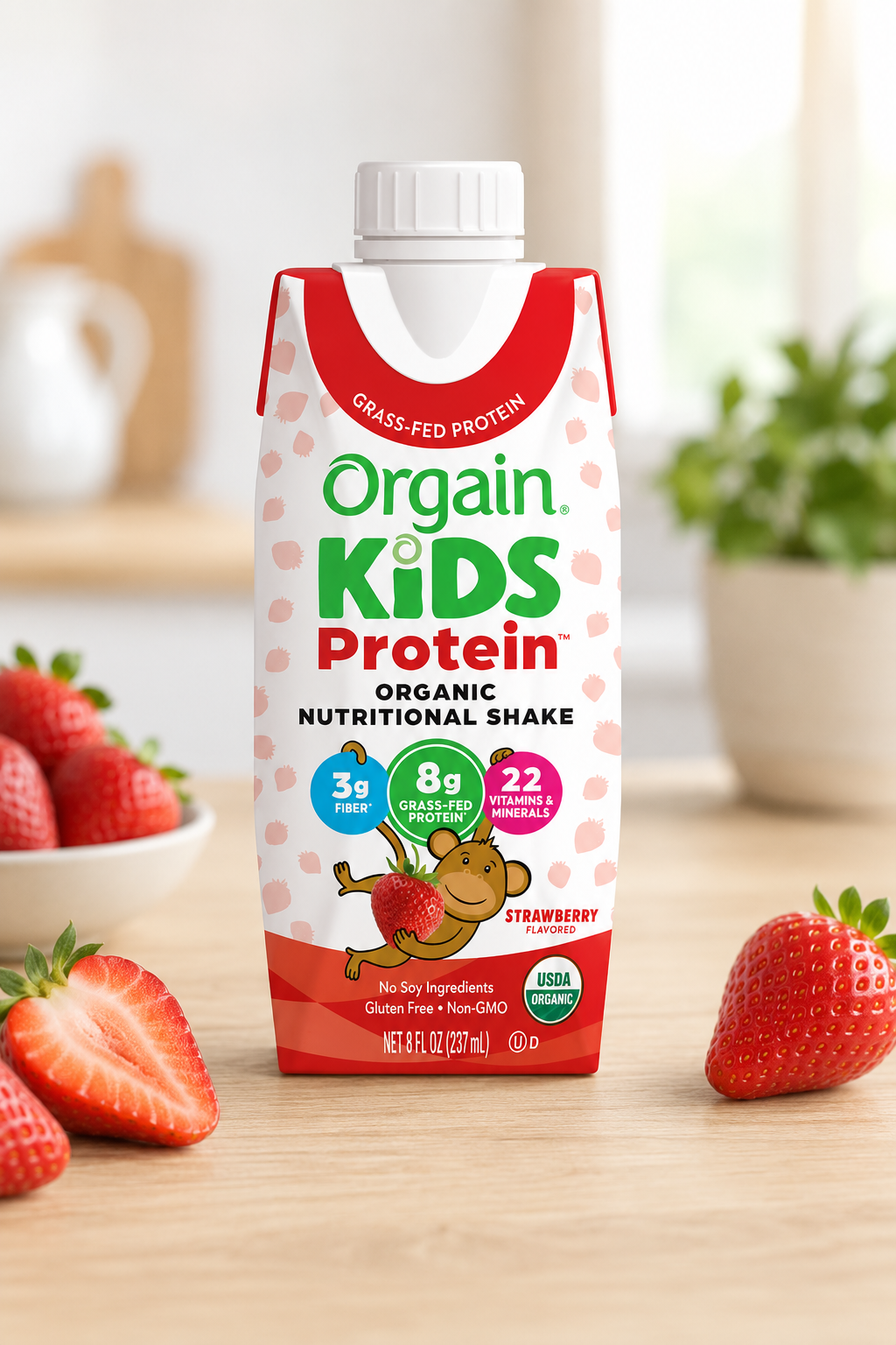 Orgain Kids 8g Protein Organic Nutrition Shake, Strawberry 8 fl. oz., 18 pk. 3