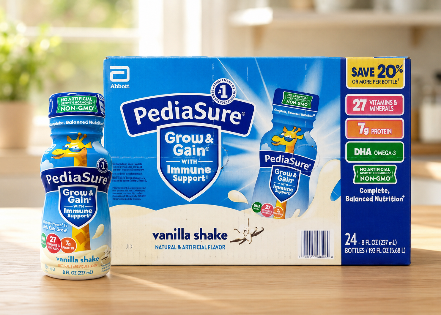 PediaSure Grow and Gain Nutrition Shake for Kids, Vanilla 8 fl. oz., 24 pk