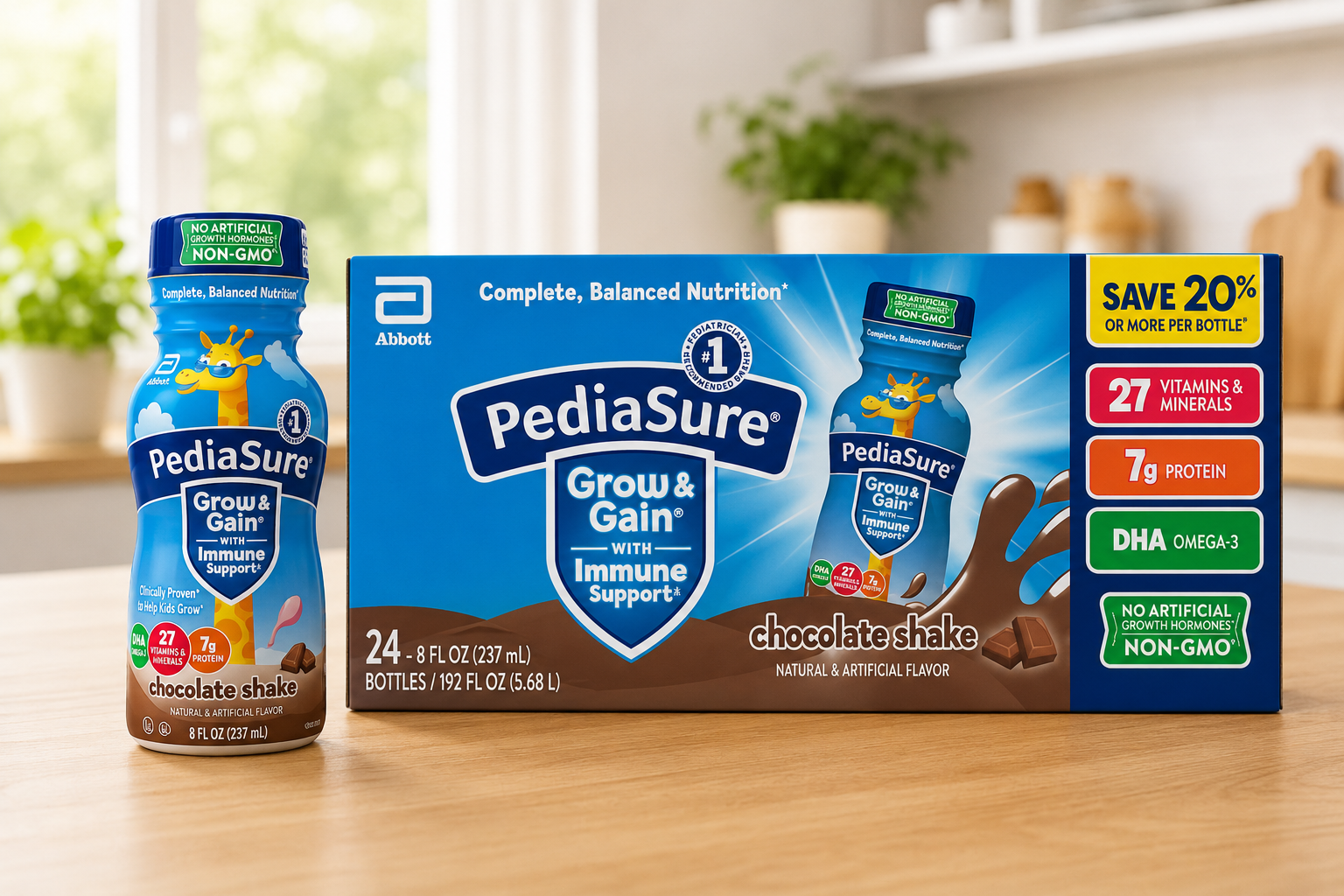 PediaSure Grow and Gain Nutrition Shake for Kids, Chocolate, 8 fl. oz., 24 pk