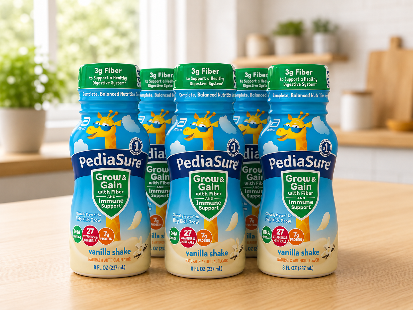 PediaSure Grow and Gain Nutritional Shake with Fiber for Kids, Vanilla, 8 fl. oz., 24 pk 2