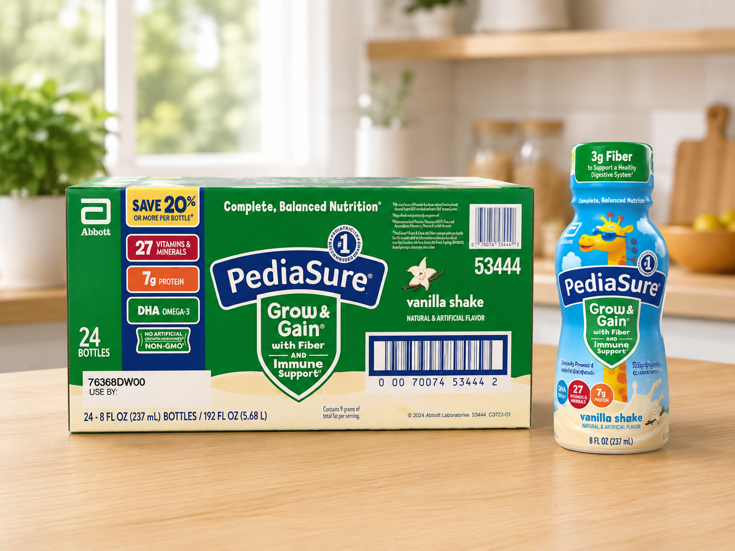 PediaSure Grow and Gain Nutritional Shake with Fiber for Kids, Vanilla, 8 fl. oz., 24 pk