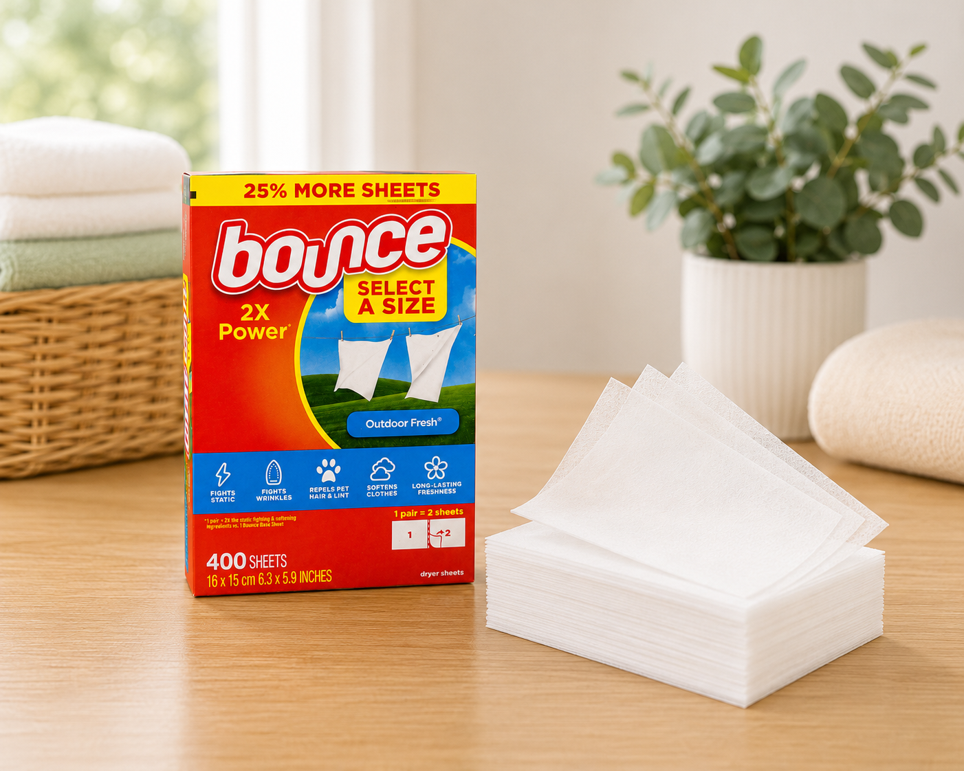 Bounce Select a Size Fabric Softener Dryer Sheets, Outdoor Fresh, 400-count 3