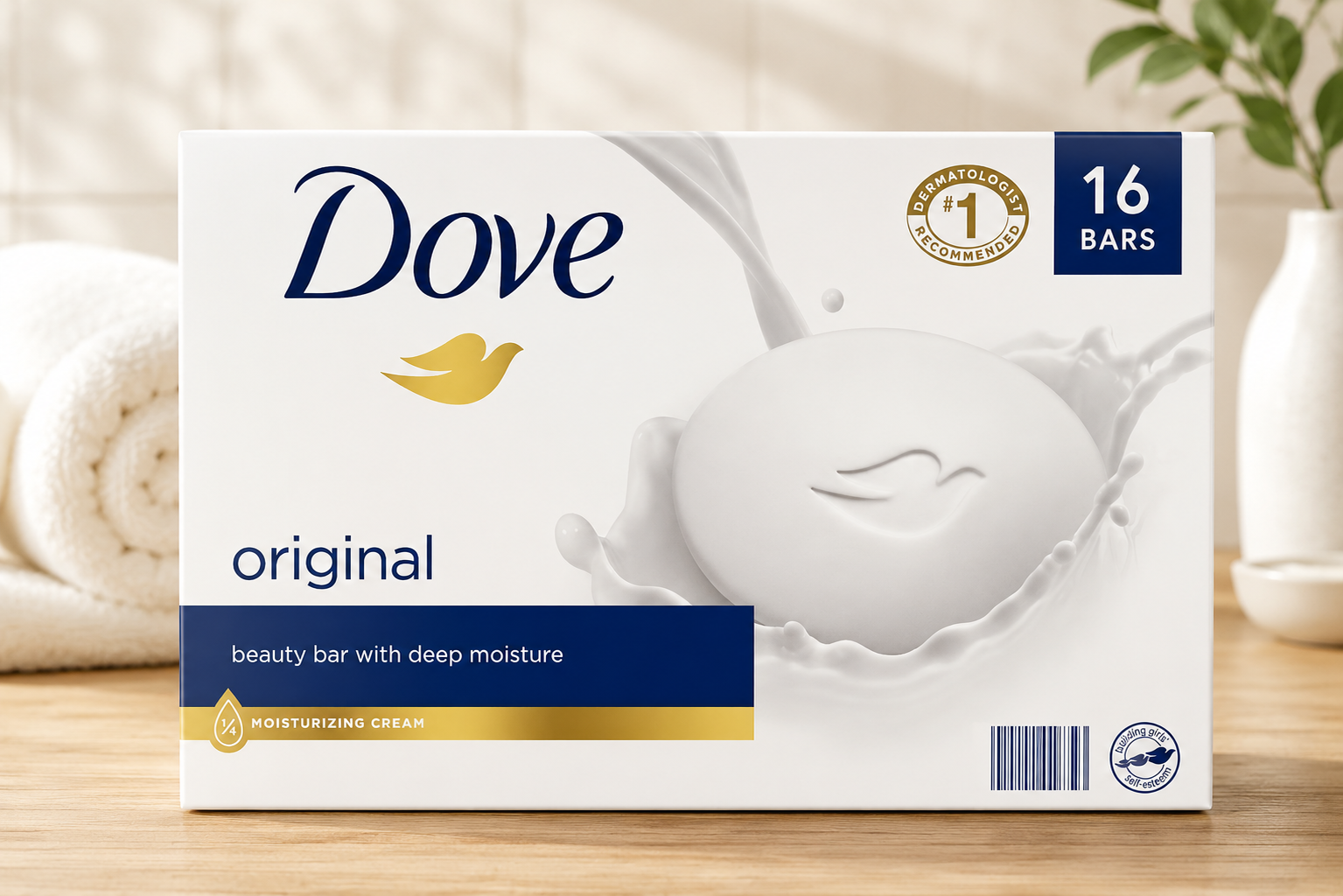 Dove Moisturizing Beauty Bar Soap Original, 3.75 oz, 16 Bars
