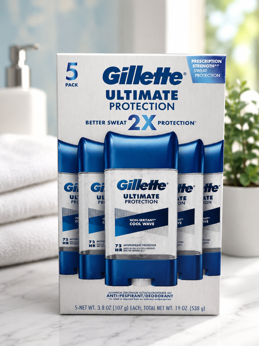Gillette Ultimate Protection 6-in-1 Antiperspirant, 3.8 oz, 5-pack