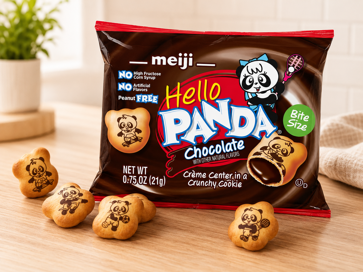 Meiji Hello Panda Chocolate Creme Filled Cookies, 0.75 oz, 32-count 3