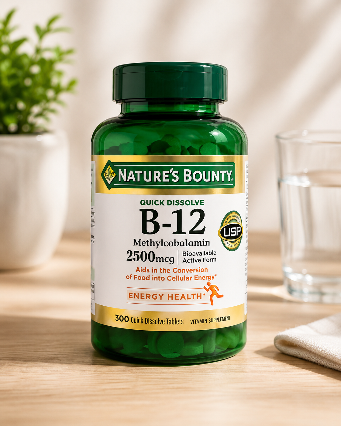 Nature's Bounty Vitamin B-12 2500 mcg, 300 Quick Dissolve Tablets
