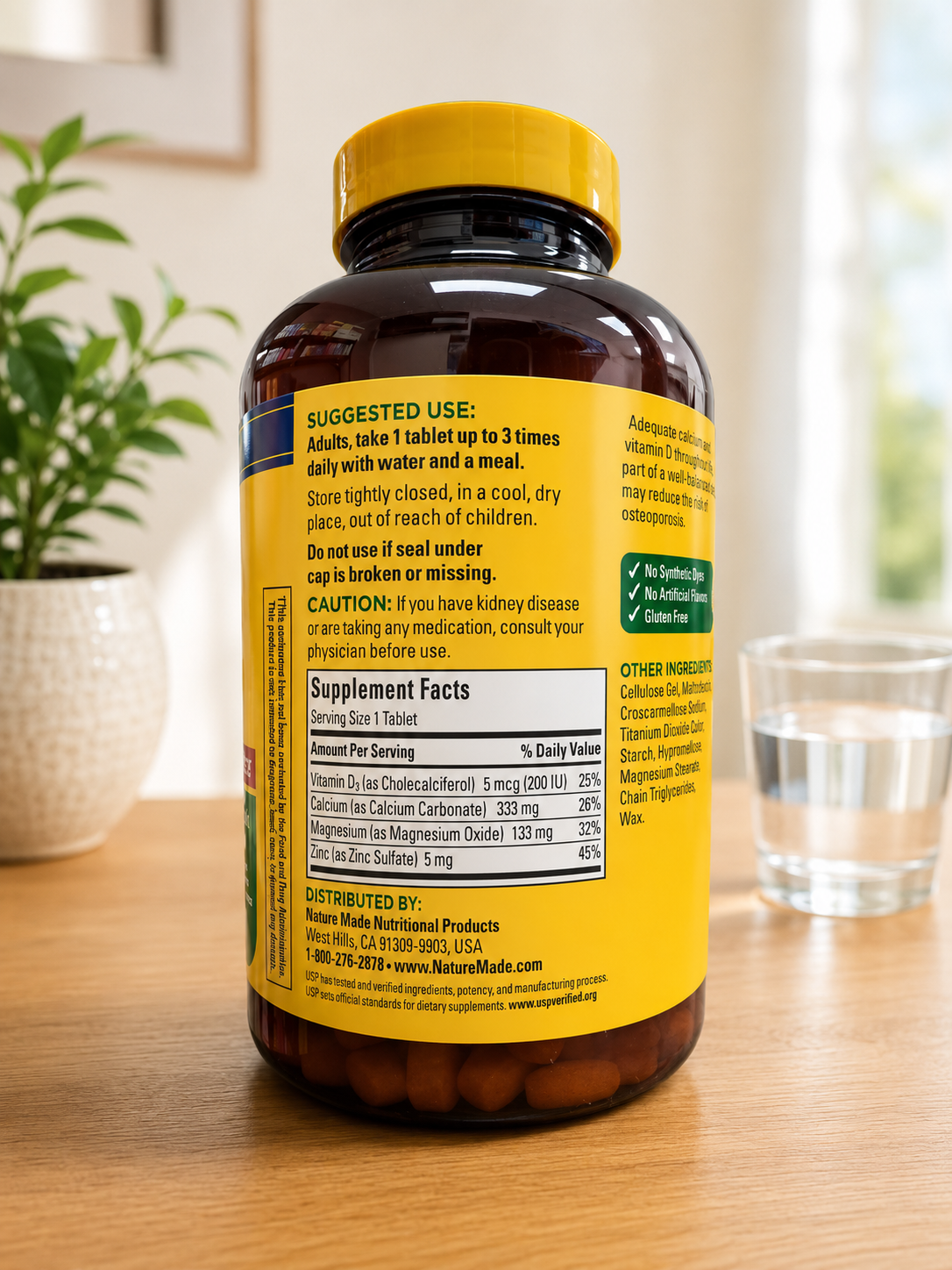 Nature Made Calcium Magnesium Zinc with Vitamin D3, 300 Tablets 2