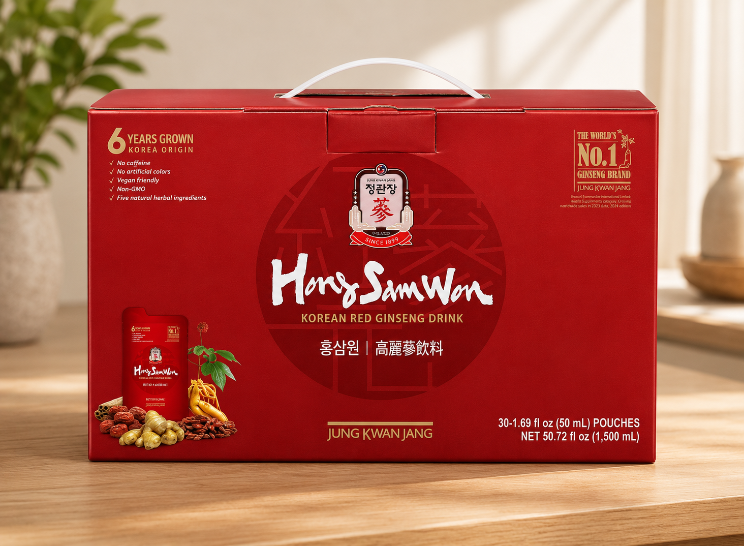 CheongKwanJang Hong Sam Won Red Ginseng Drink, 1.69 fl oz, 30-Count