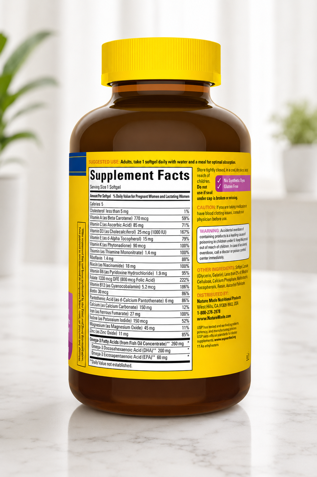 Nature Made Prenatal Folic Acid + DHA, 150 Softgels 3