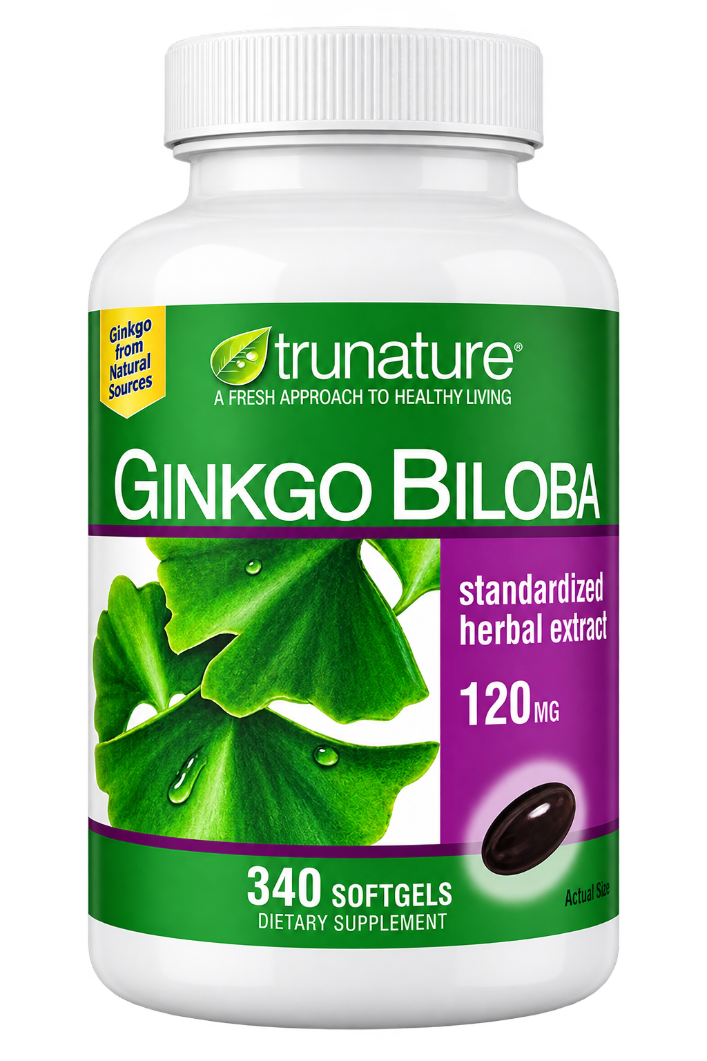 Trunature Ginkgo Biloba 120mg, 340 Softgels