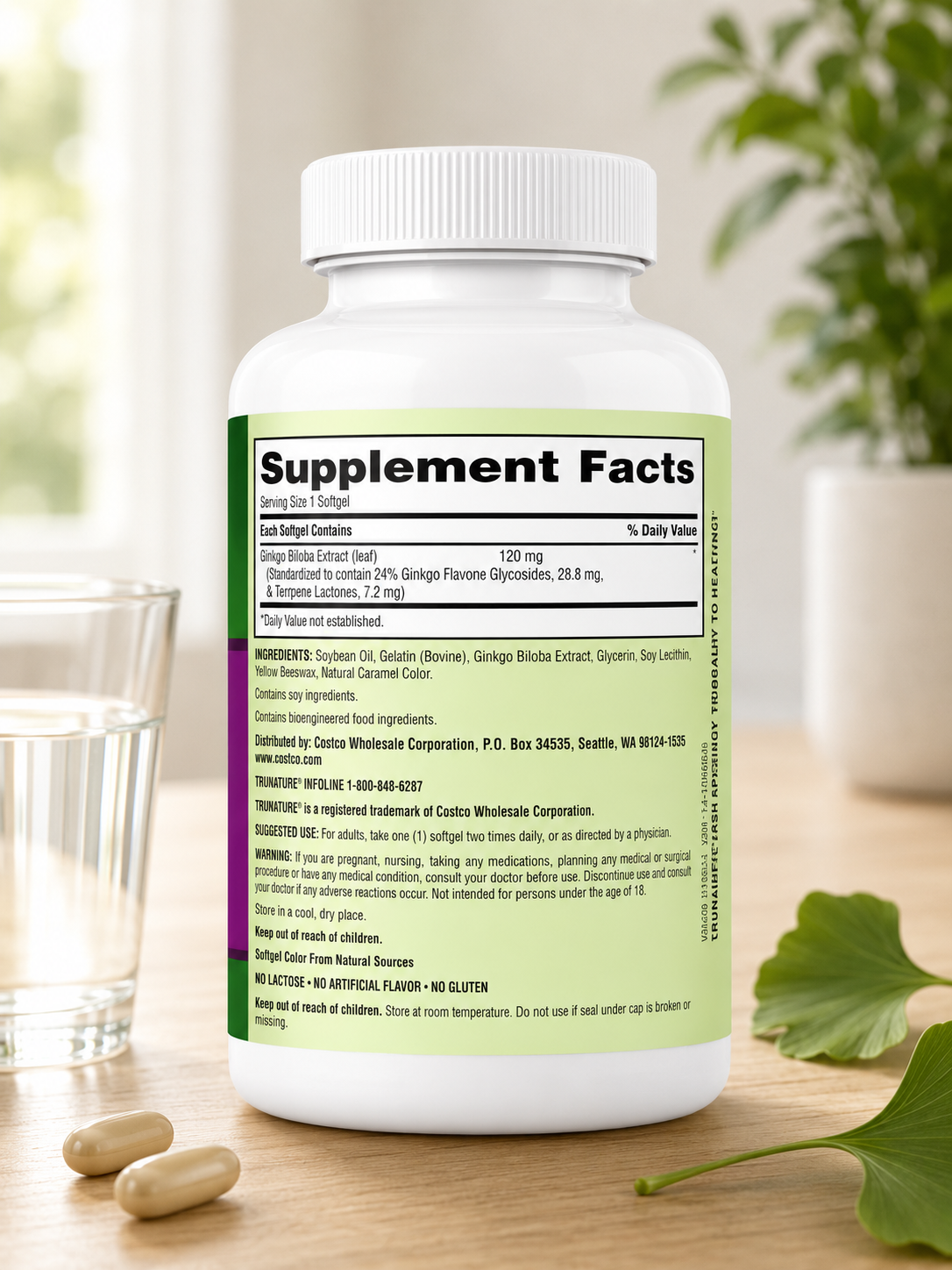 Trunature Ginkgo Biloba 120mg, 340 Softgels 2