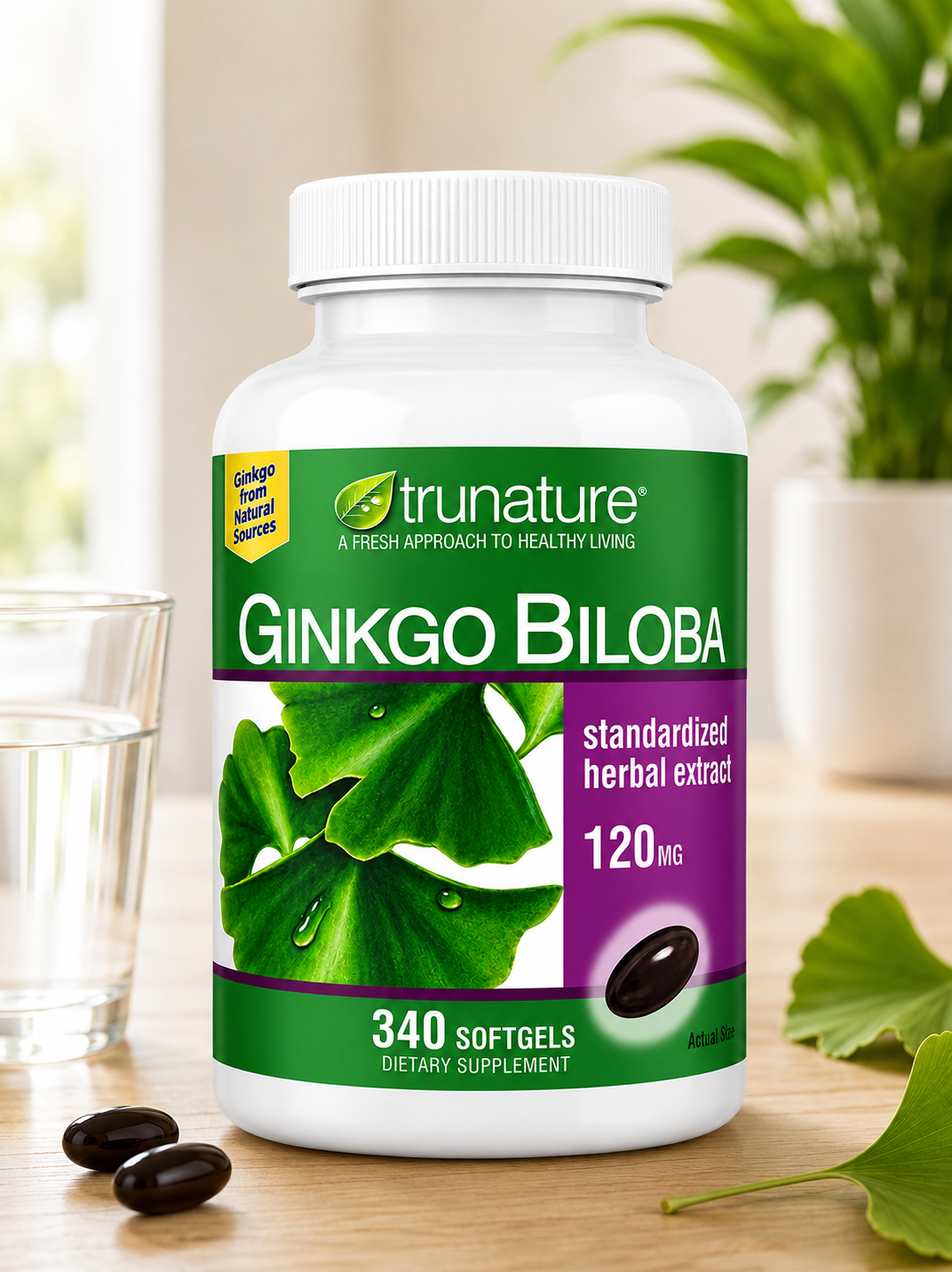 Trunature Ginkgo Biloba 120mg, 340 Softgels 3