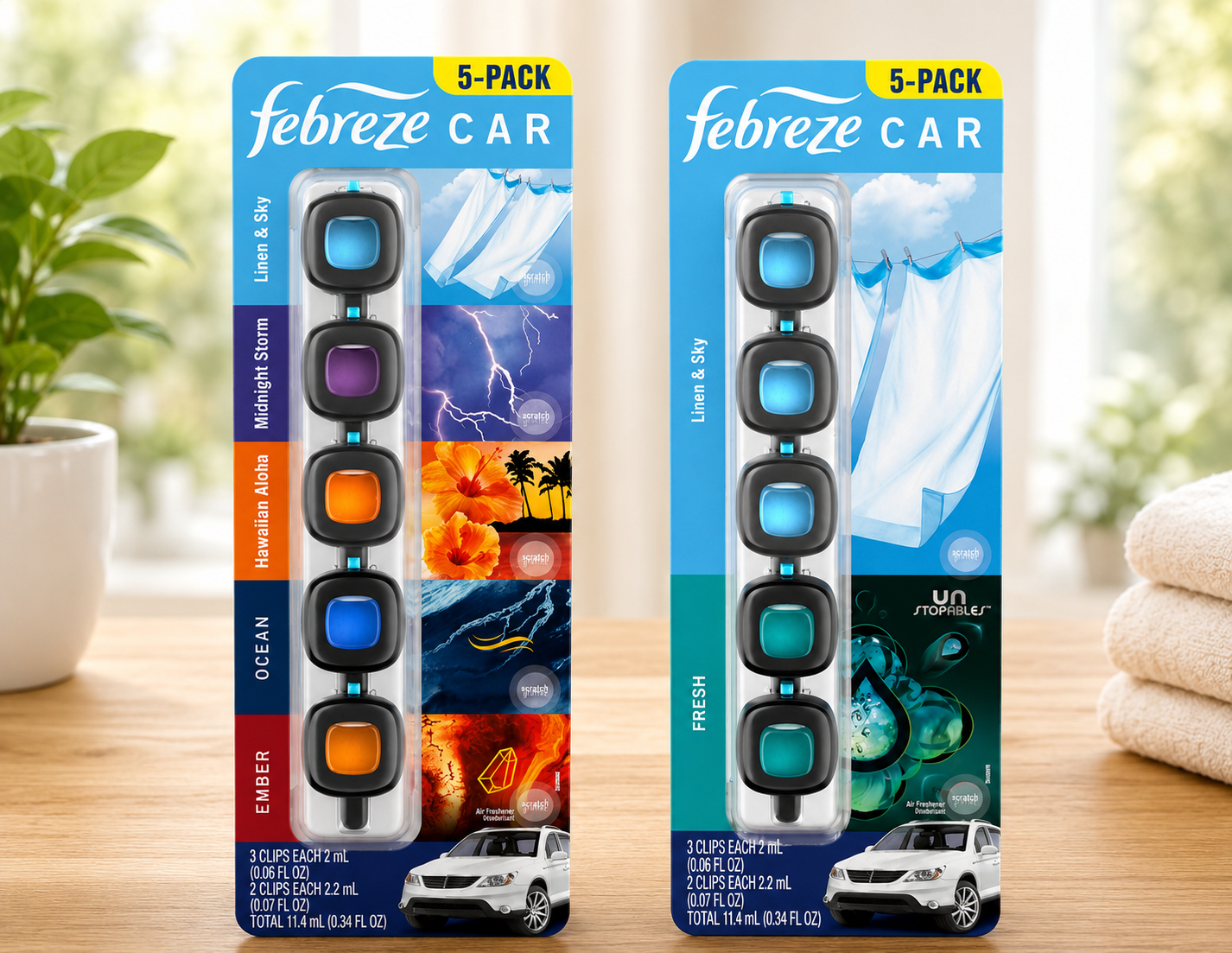Febreze Air Freshener Car 0.06 oz, 5-count