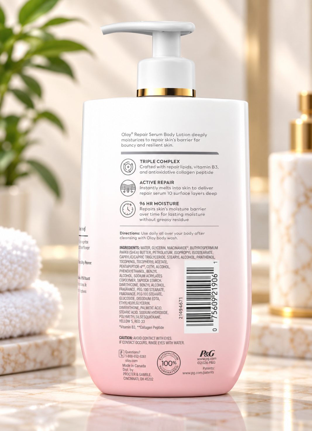 Olay Firming Body Lotion for Women, with Vitamin B3 & Collagen Peptide, 17 fl oz 2