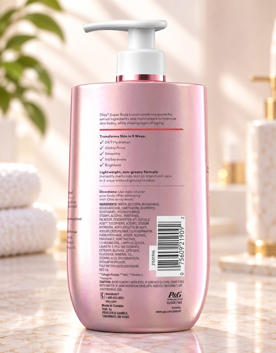 Olay Super Serum Hand & Body Lotion for Aging, 5+ Ingredient Complex for Bright Even Firm Luminous Skin, 17 fl oz 2