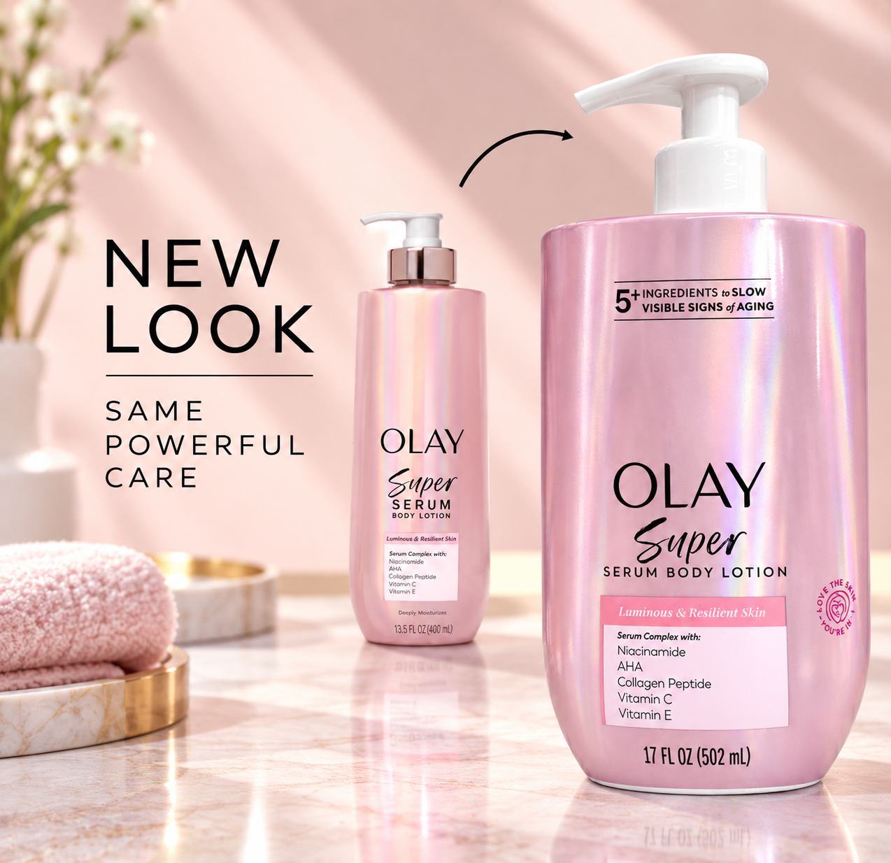 Olay Super Serum Hand & Body Lotion for Aging, 5+ Ingredient Complex for Bright Even Firm Luminous Skin, 17 fl oz 4