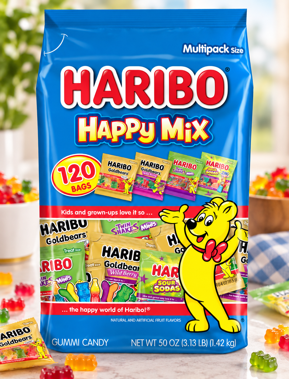 Haribo Gummi Candy Happy Mix Variety Pack, 120-count
