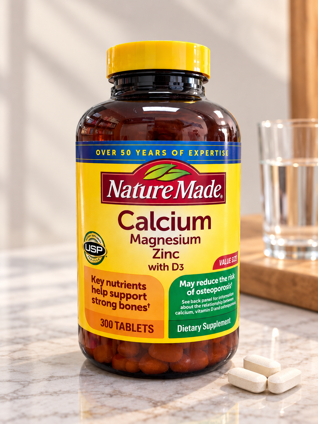 Nature Made Calcium Magnesium Zinc with Vitamin D3, 300 Tablets